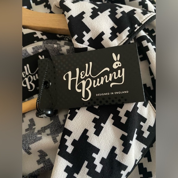 Hell Bunny Black & White Houndstooth Blake Mid Dress - Size S - NEW - Picture 9 of 15